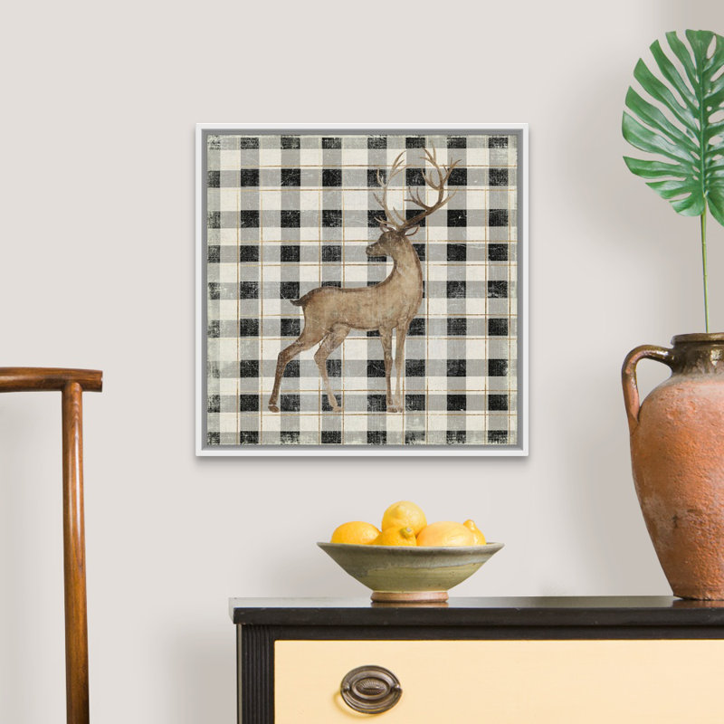 Reproduction d’art sur toile, "santer’s Deer III", Cadre blanc, H 14 po x l 14 po x P 1,75 po