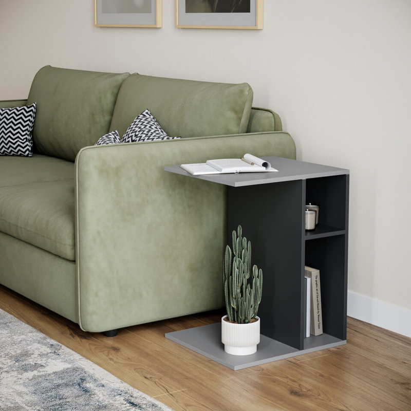 Shaniyla 17.7165cm W Metal Bedside Table, Grey/Black