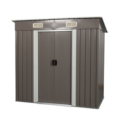 6 pi L 4 pi. D Remise de rangement extérieure en métal (gris) (24 pieds carrés)