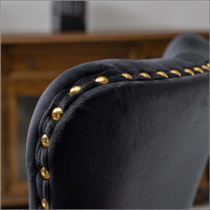 Chaise de bureau Furniture, fauteuil de bureau moderne capitonné en velours capitonné avec base en métal, chaise de bureau pivotante réglable