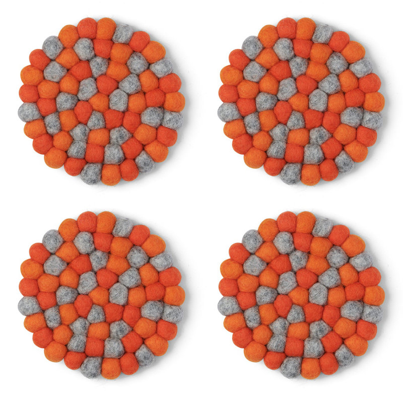 Ensemble de sous-verres ronds 4 po MODWOOL (orange et gris), Gris / Orange