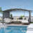 Aluminum Outdoor Pergola with Slightly Arched Canopy and Retractable Shade-97910840-97910842
