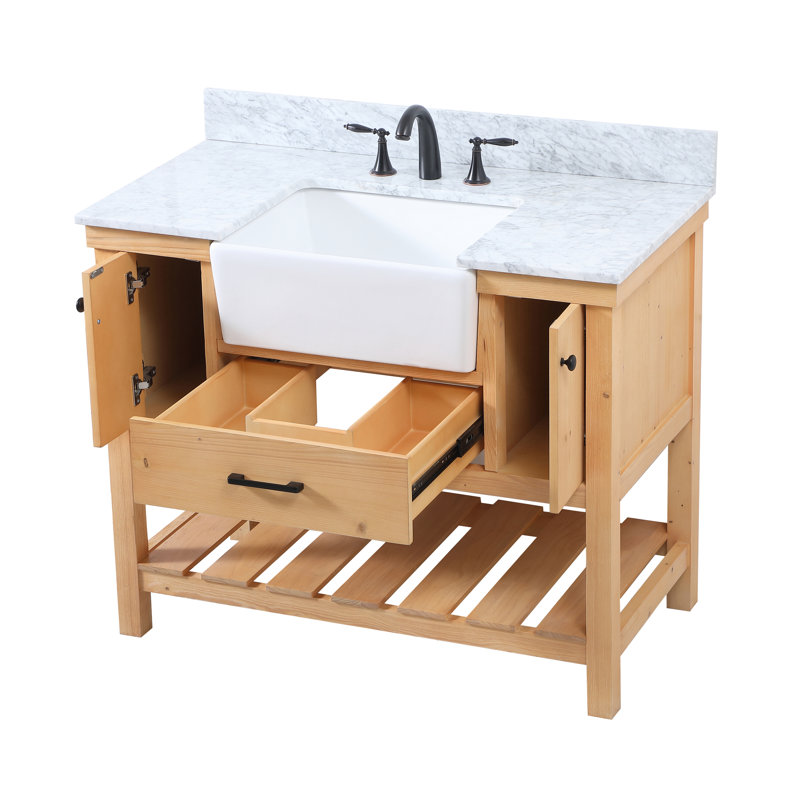 Ensemble de meuble-lavabo simple 42 po Pelaghia, Bois naturel