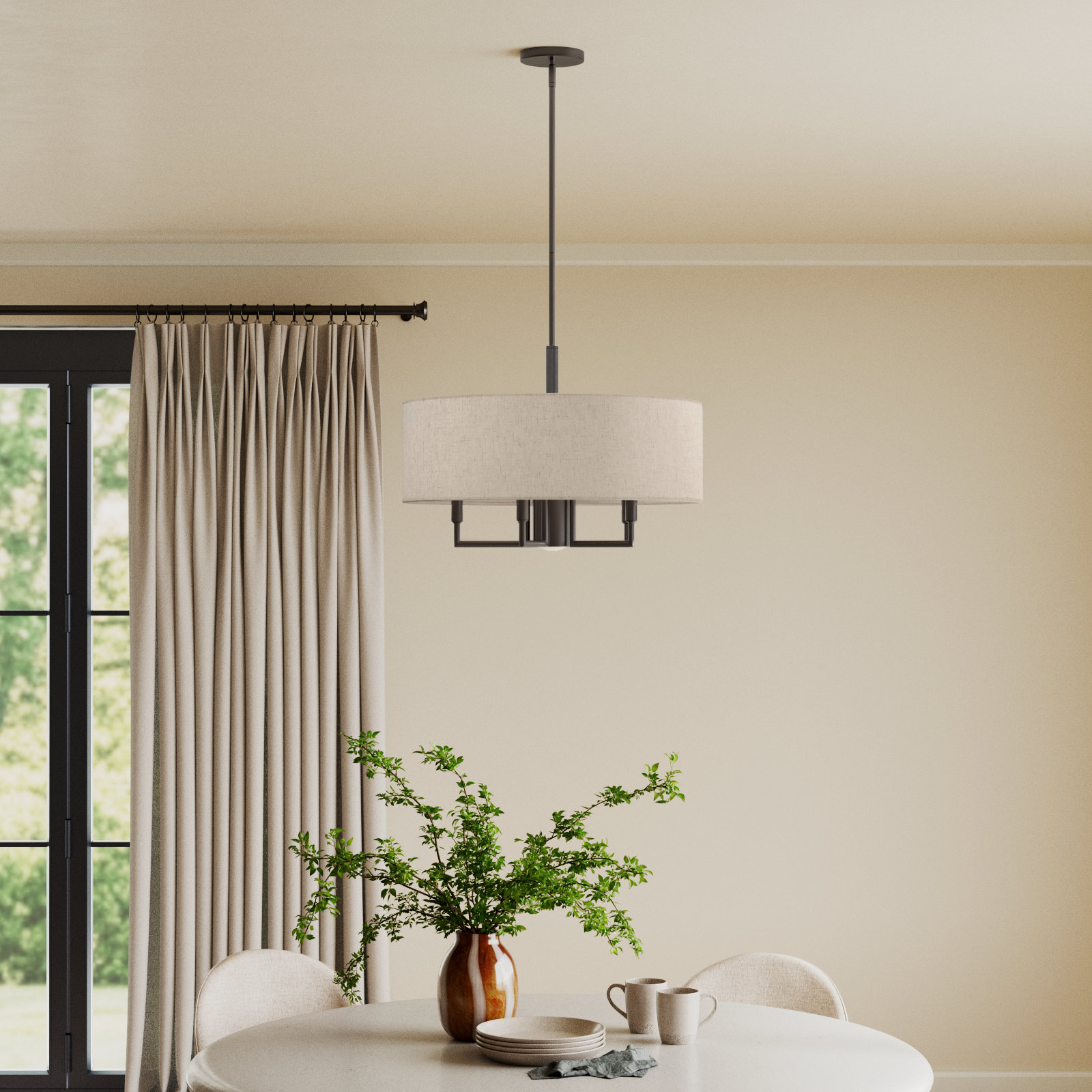 Flaire 6-Light Dimmable Steel Drum Chandelier, English Bronze