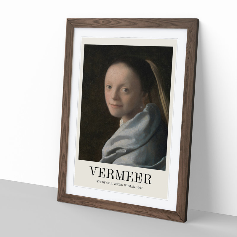 Study Of A Young Woman by Johannes Vermeer - Single Picture Frame Print, Walnut Framed, 65cm H x 48cm W x 2cm D