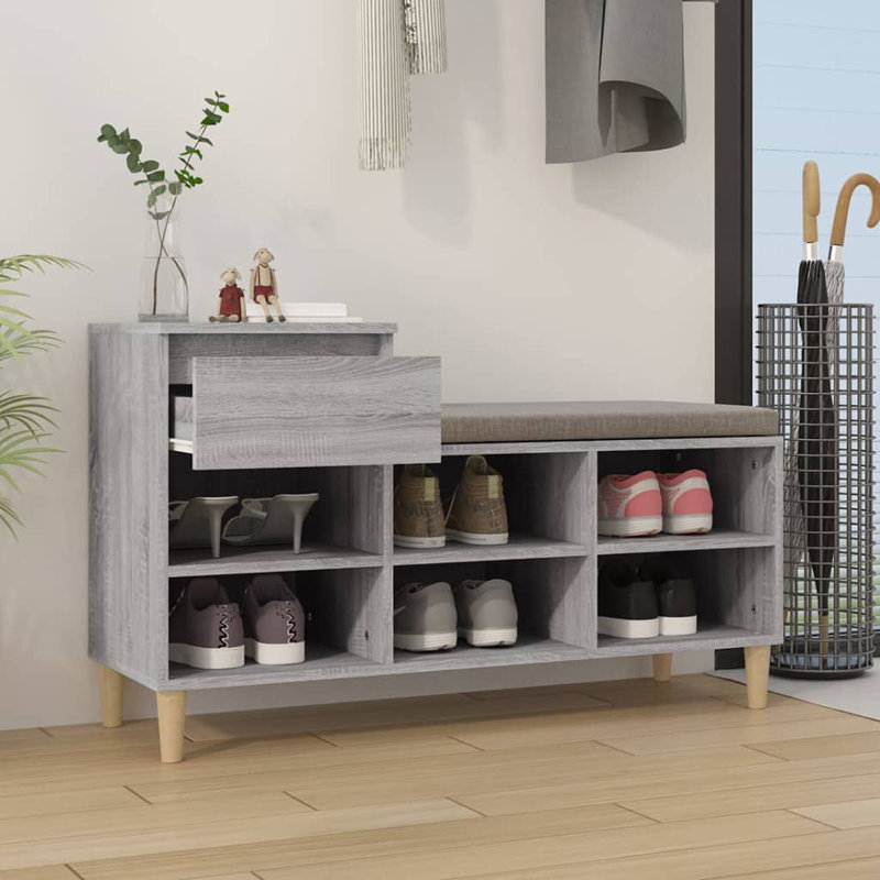6 Pair Shoe Storage Cabinet, Grey