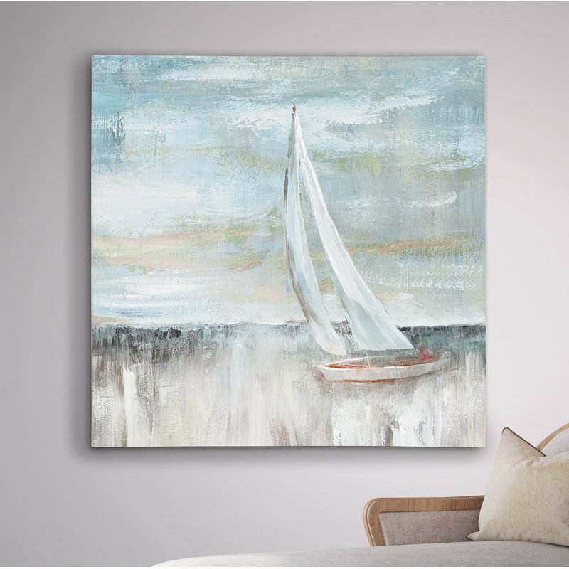 «Soft Sail II», reproduction de peinture à l'huile, H 16 po x l 16 po x P 1,5 po, Toile tendue