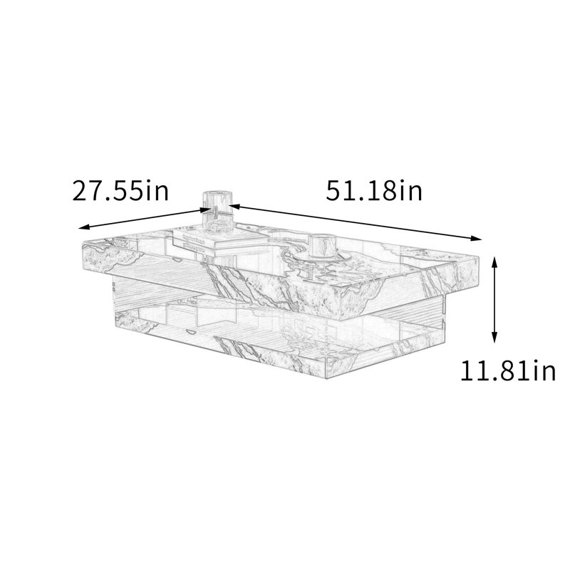 Table basse Minimalist, 11.81" H x 51.18" L x 27.55" W, Noir / blanc