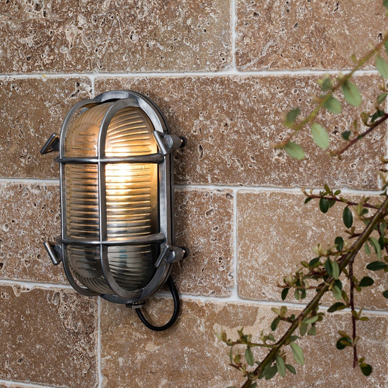 20cm H Outdoor Bulkhead Light, Brushed Nickel, 6500 Kelvins