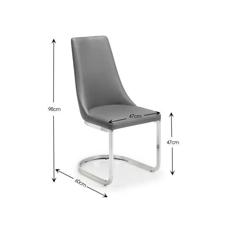 Wynnfield 47cm H Upholstered Metal Cantilever Chair in Grey