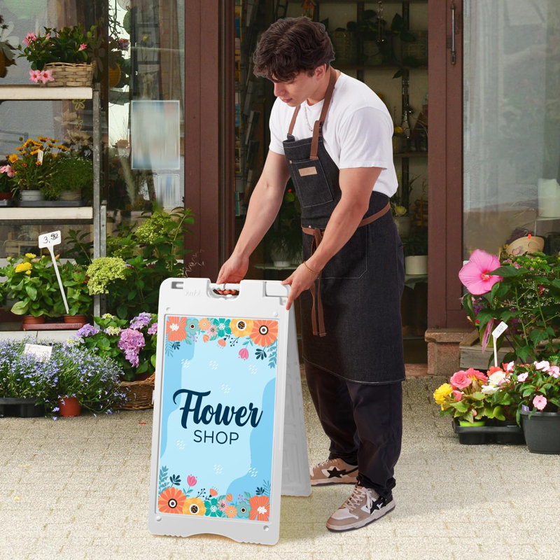 Jumbl Outdoor A-Frame Sandwich Signboard 24” X 36” White, White, 33.6" H x 17.7" W x 3" D