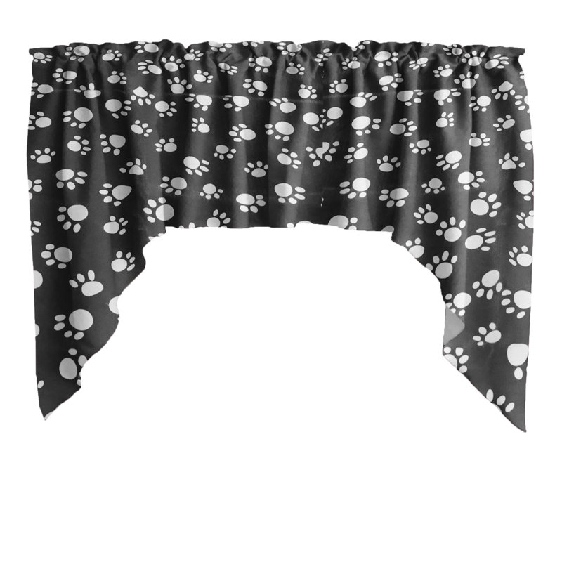 Black and White Paw Print Cotton Swag Window Valance