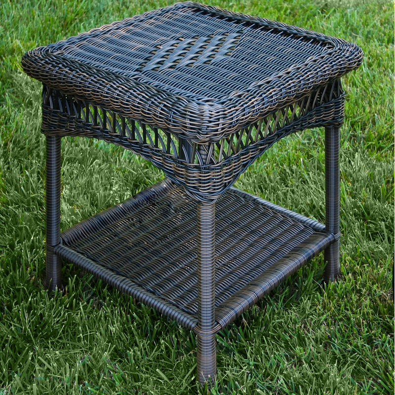 Portside Dark Roast Woven Resin Wicker Outdoor Side Table