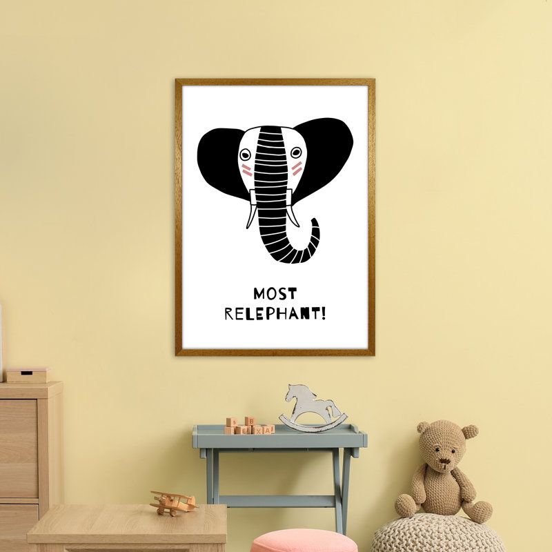 Elephant by Miniofmine - Print, 88cm H x 64cm W x 3cm D, Brown Framed