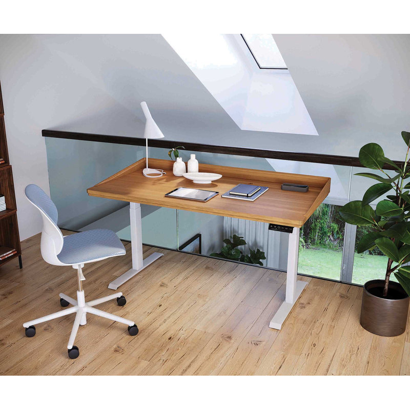 Odin Home Office Solid Wood Standing Desk, Natural Cherry, 51" H x 60" W x 30" D, Black