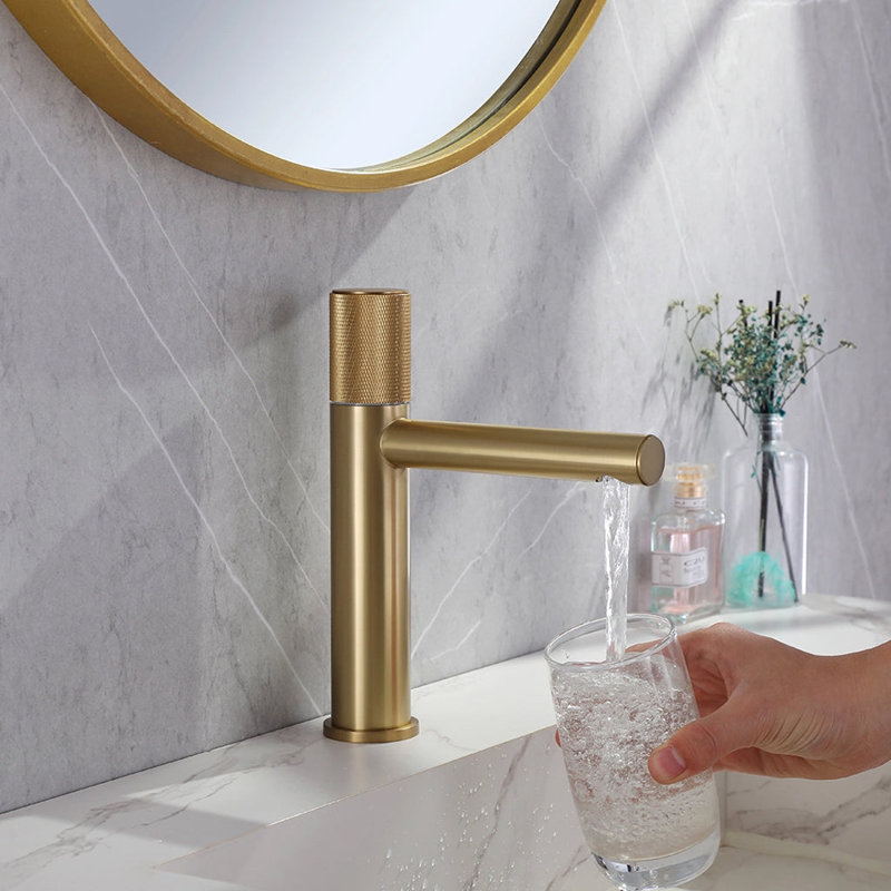 Metro Knurled 9" Single Hole Bathroom Faucet + Universal Click-clack Drain – Satin Brass, Brushed Nickel