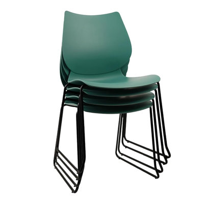 Stackable Waiting Room Chair, Stacking Office Chair with Ergonomic Lumbar Support and Metal Legs, Plastic Desk Chairs for Conference School Church Gue