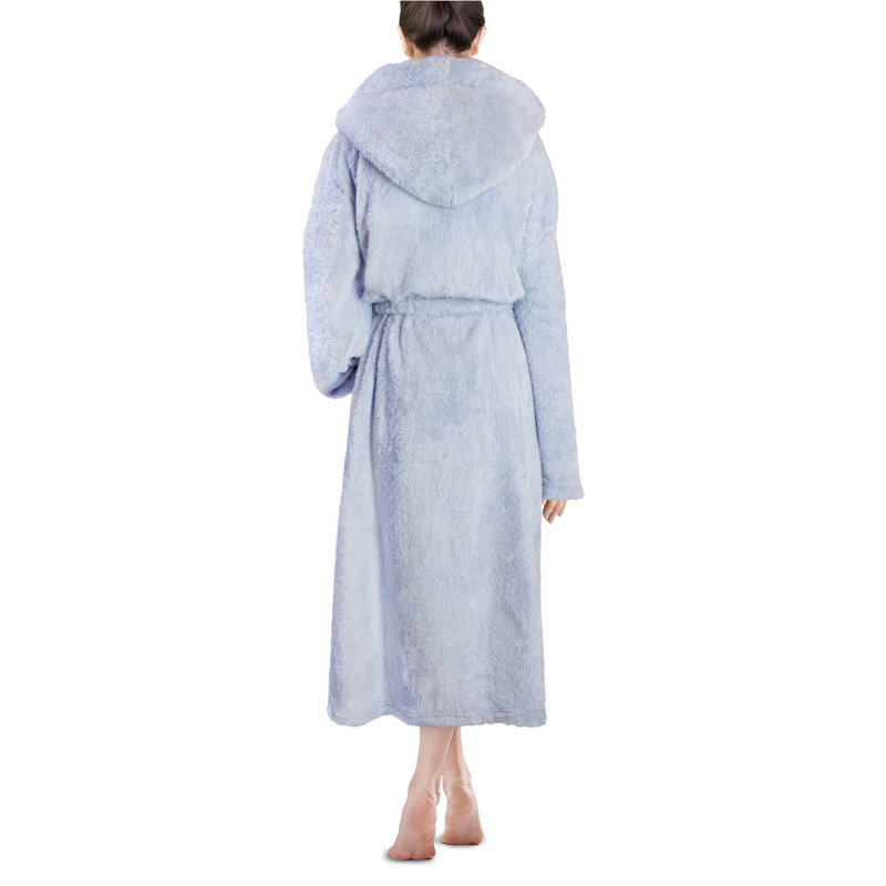Peignoir 100% molletonné en microfibre de polyester de qualité supérieure avec poches et capuche, S, Bleu clair