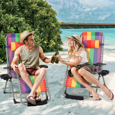 Zero Gravity Chairs Reinforced Folding Lounge With Detachable Cushion & Footrest 330 Lbs Capacity by Rosecliff Heights