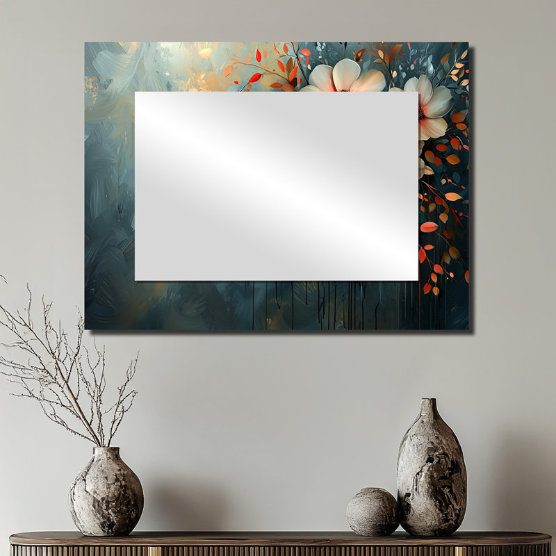 Garden Dahlia Effect At Night II - Art mural miroir floral - imprimé sur métal, 24 po x 32 po