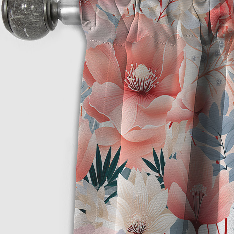 Motif tropical bord de mer - Rideau floral - Rideau occultant - 1 panneau, L 52 po x L 108 po