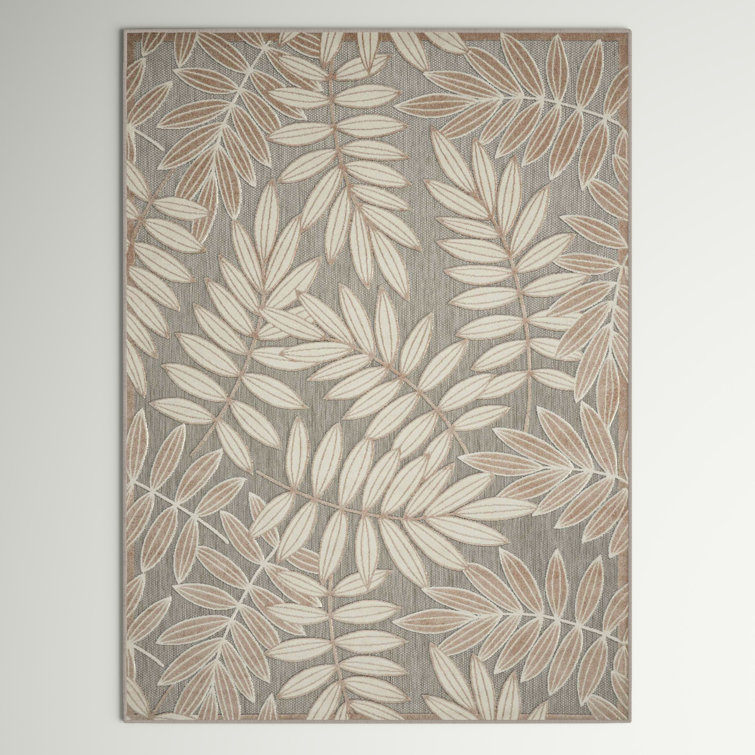 Arnhold Floral Indoor/Outdoor Area Rug in Tan/Cream/Gray