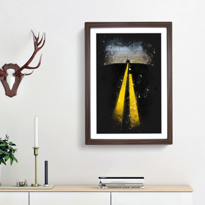 Horizon Of Nevada Paint Splash - Picture Frame Graphic Art, 87cm H x 62cm W x 2cm D, Walnut Framed