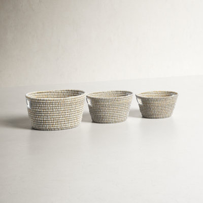 Vira Handmade Coastal Seagrass Decorative Basket - Set of 3