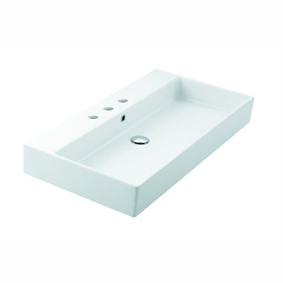 Lavabo de salle de bain rectangulaire double illimité avec trop-plein illimité