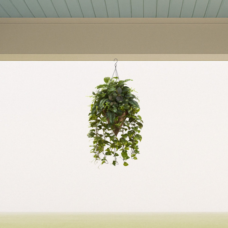 Vining Mixed Greens Artificial Hanging Basket
