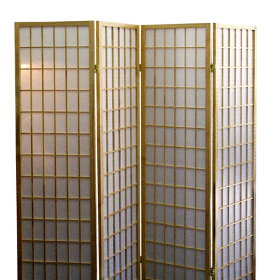 70" 4 Room Divider, Japanese Style Natural Wood. Create Privacy Zone. 4 Paper Panels. Foldable For Easy Storage. Multicolor. 70 In H. 10 W. 60 D. 17 L