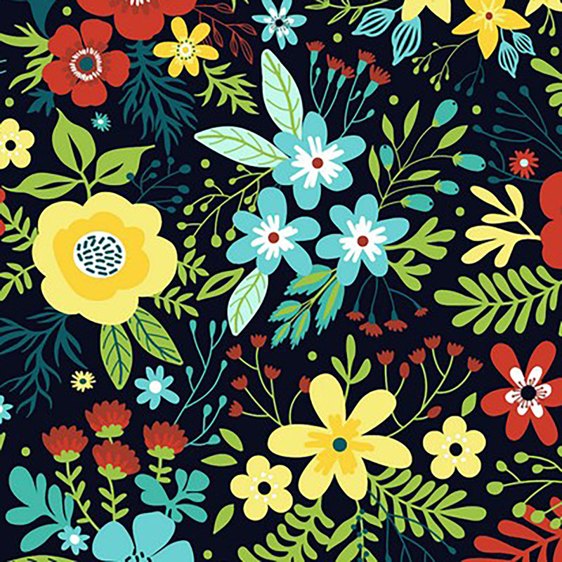 Coussin de chaise Adirondack d'extérieur, Motif floral noir