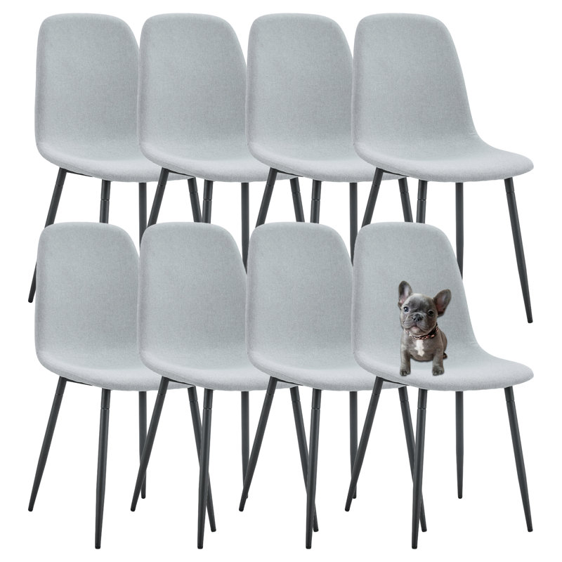 Ensemble de 8 chaises de salle à manger de style Mid-Century, Gris clair
