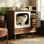 Mobilier de maison de chat en noyer rétro, salon de chat en bois en forme de télé avec tiroirs pour le salon