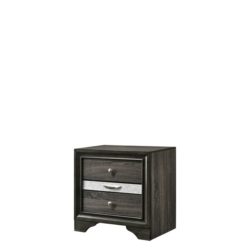 Élégante table de chevet grise avec compartiments de rangement polyvalents, surface texturée et rangement pratique pour la chambre à coucher