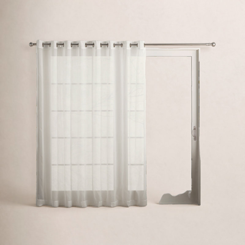 Polyester Sheer Grommet Curtain Panel, Ivory