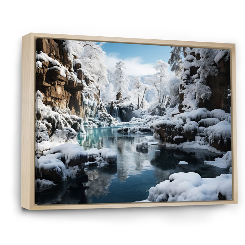 Frozen Symphony III de la chute d'eau grise et blanche - Paysages, art mural, salon, H 16 po x l 32 po x P 1 po
