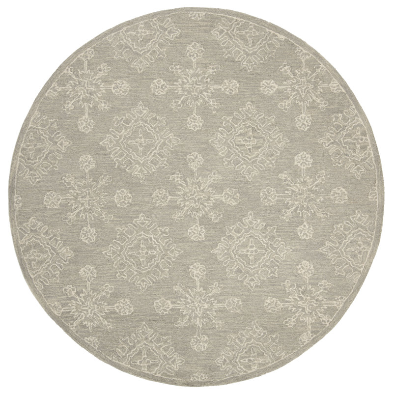 Aerick Hand Tufted Wool Geometric Rug, Round 6'