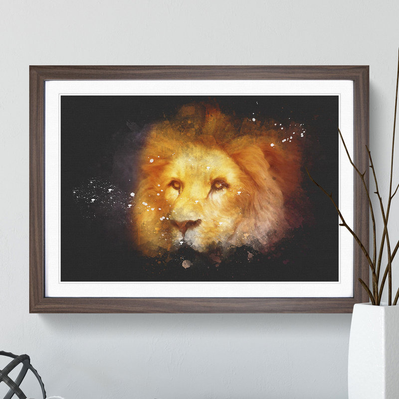 Lion Vol.4 - Picture Frame Graphic Art, Oak Framed, 27cm H x 36cm W x 2cm D