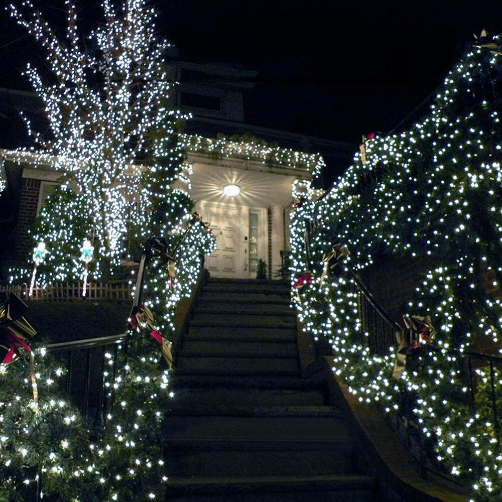 Outdoor LED String Lights with Modes, Cool White, 787"