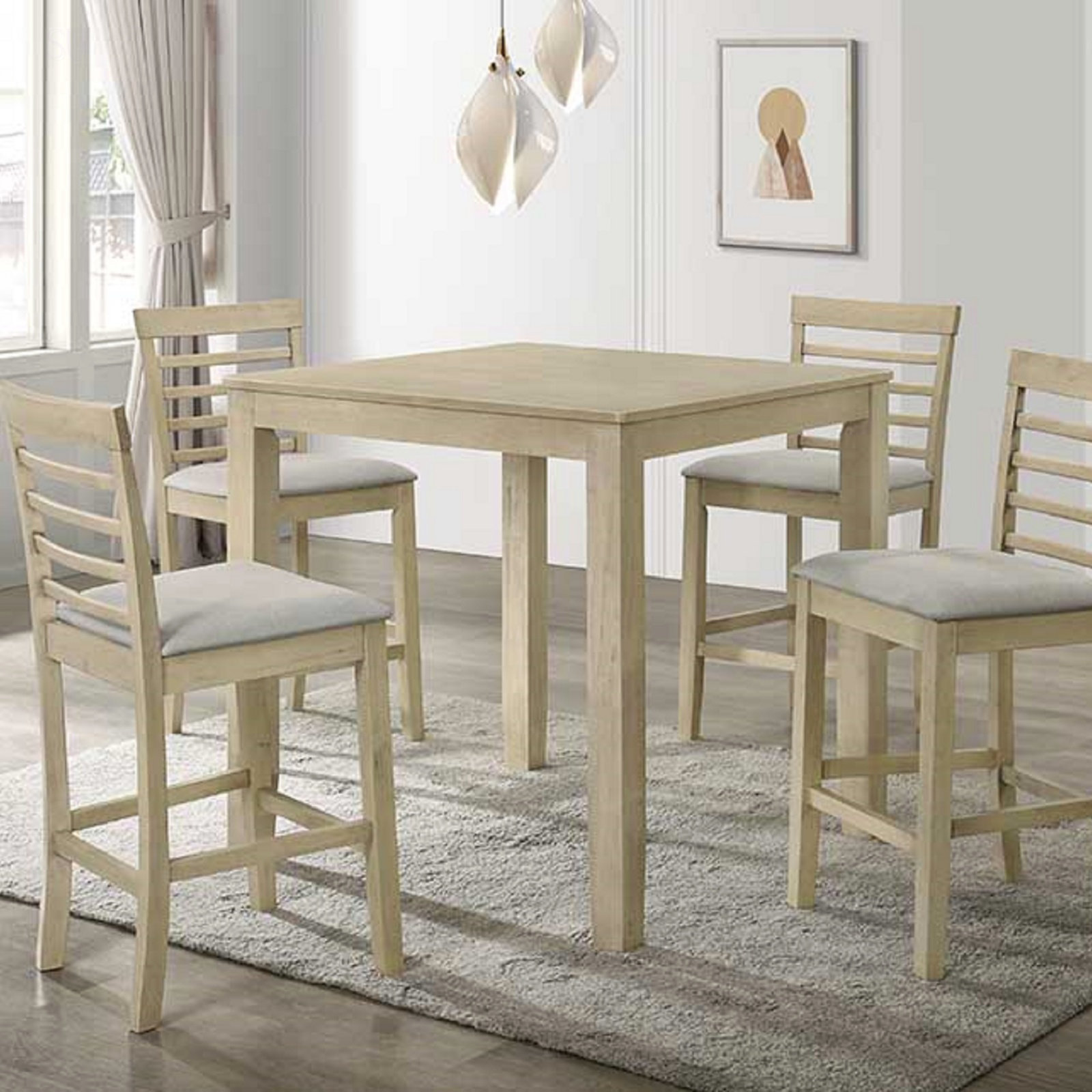 August Grove® Beautiful Counter Height 5Pc Dining Set With Square Table ...