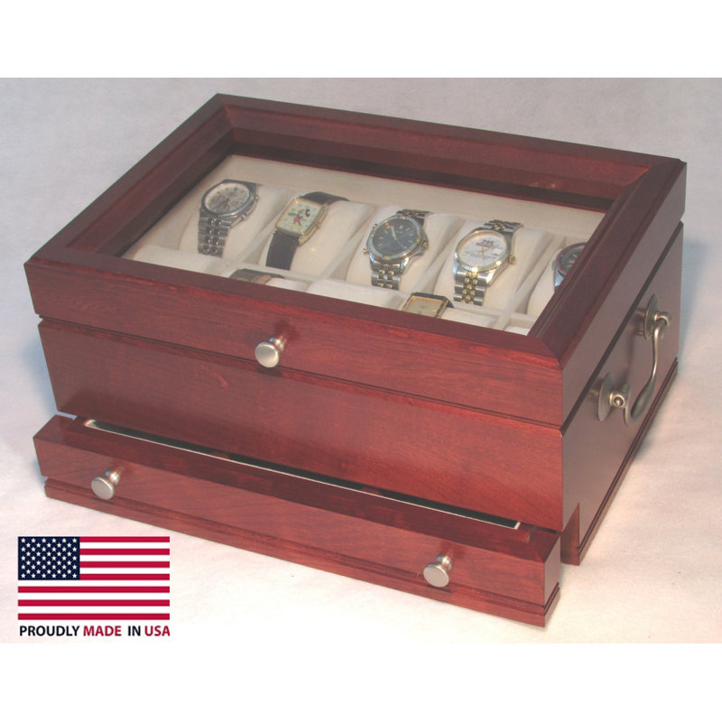 Wood Watch Box + Drawers, Heritage Cherry