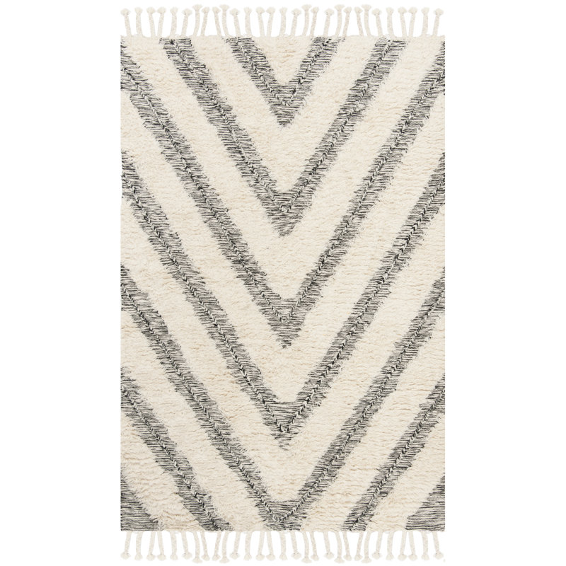 Irick Geometric Wool Hand Woven Area Rug, Rectangle 152 x 244 cm