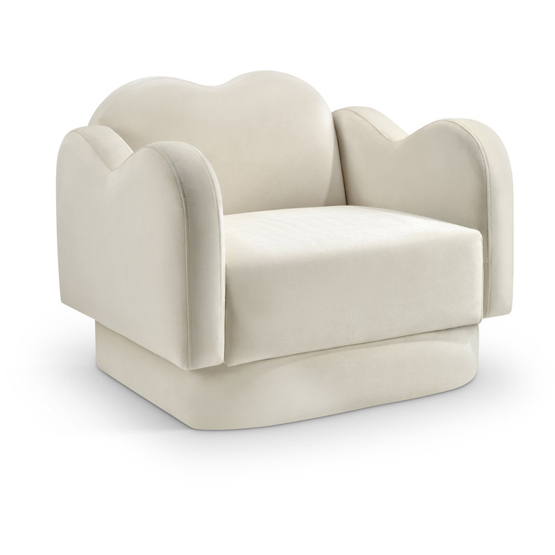 Chaise rembourrée Rainald, Velours crème
