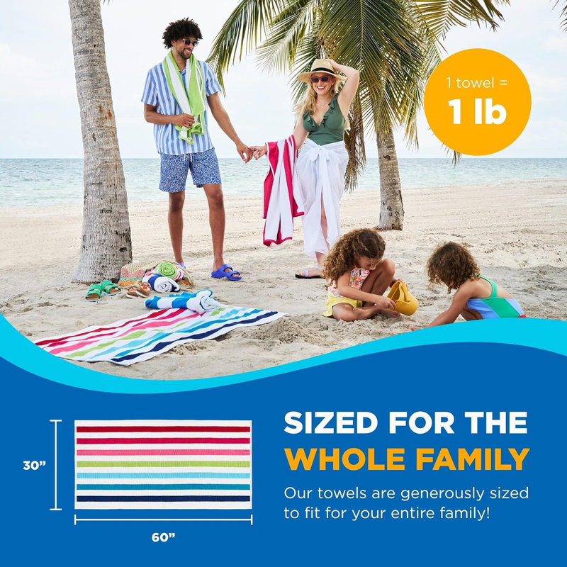 Serviettes de plage Kaufman Cabana 100% coton, serviettes de piscine 30 po x 60 po