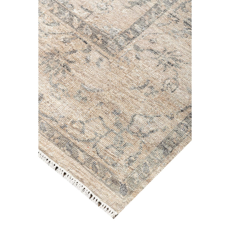 Tapis ivoire et gris noué à la main de haute qualité, Rectangle de 5 pi x 8 pi