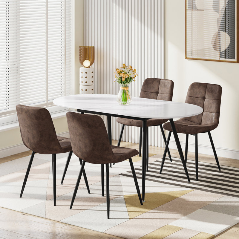 4 - Person Extendable Dining Set, Brown, White