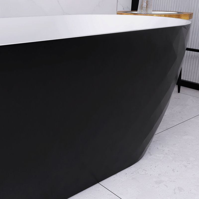 59 In. X 30 In. Acrylic Freestanding Soaking Bathtub In Glossy White With Chrome Reversible Drain