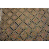 Small Antique Allover Geometric American Folk Art Pattern Hooked Rug