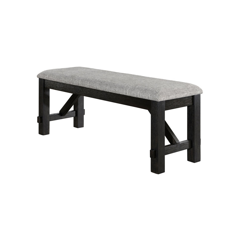 Cottage Style 1Pc Upholstered Seat Bench Dining Room Bedroom Wooden Furniture Standard Height, Black